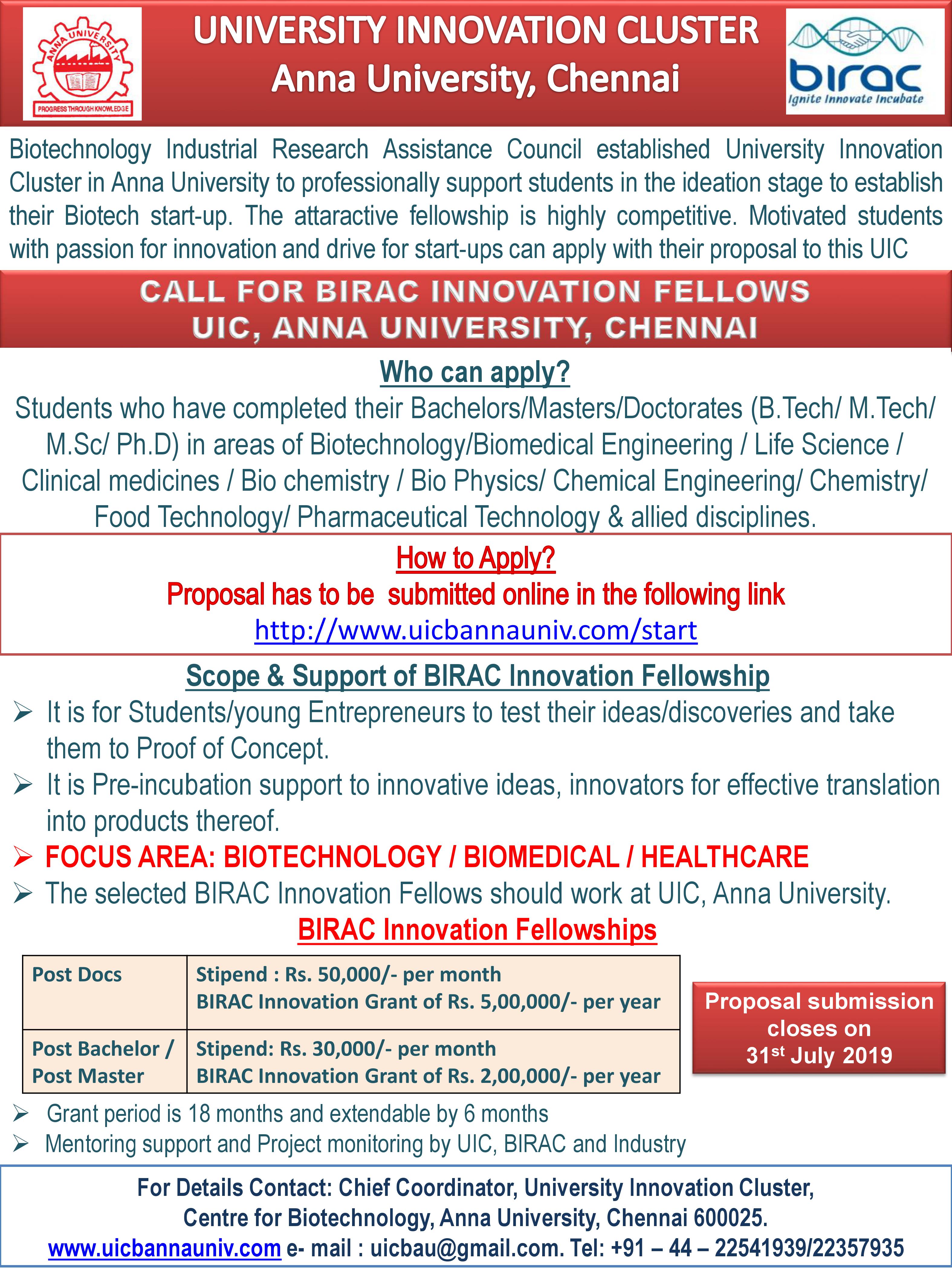 Birac Innovation Fellow